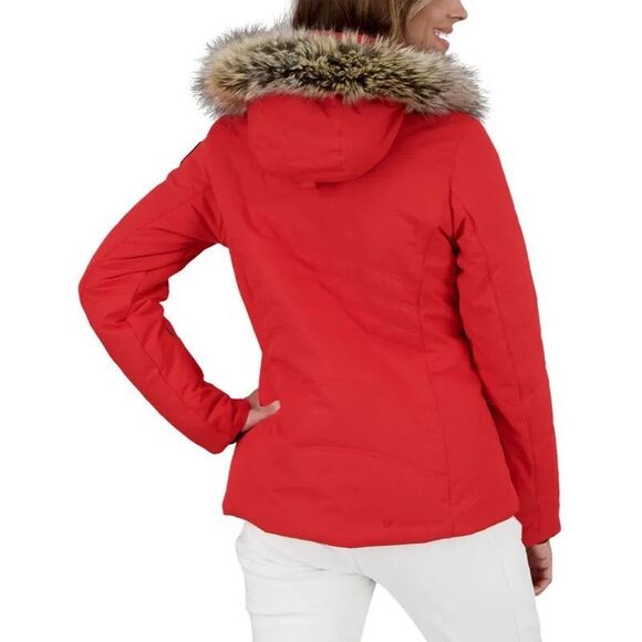 Obermeyer Tuscany II Womens Sz 20 Confetti Jacket Fur Hood Red Parka Winter Coat - Picture 2 of 10